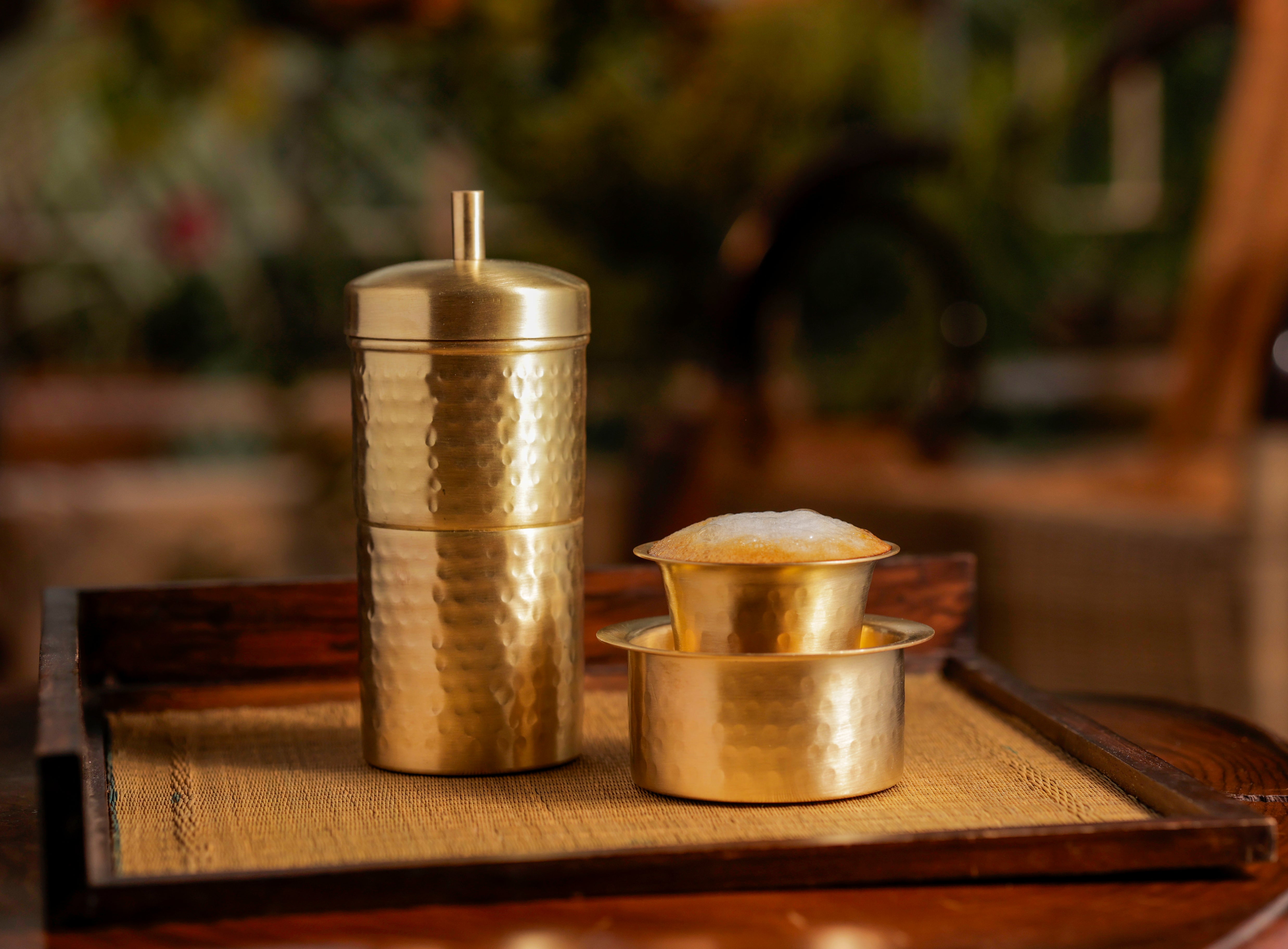 Indian Rice Filter Hammered Brass South Indian Filter Matt Finish – Sidapur