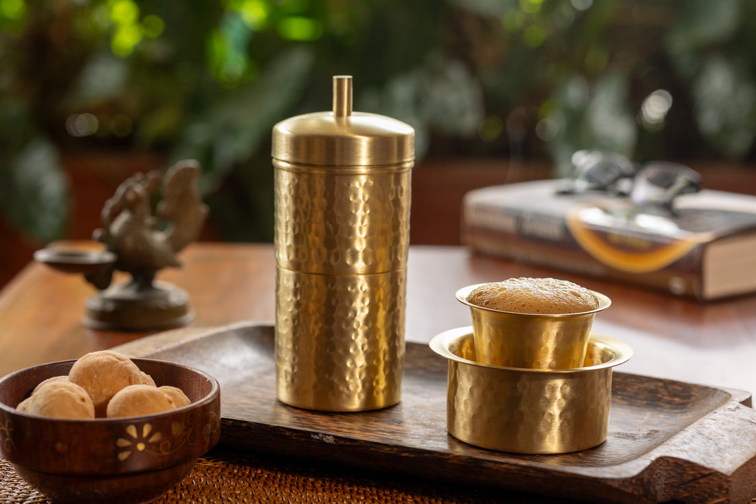 Etched Brass South Indian Filter Matt Finish – Sidapur